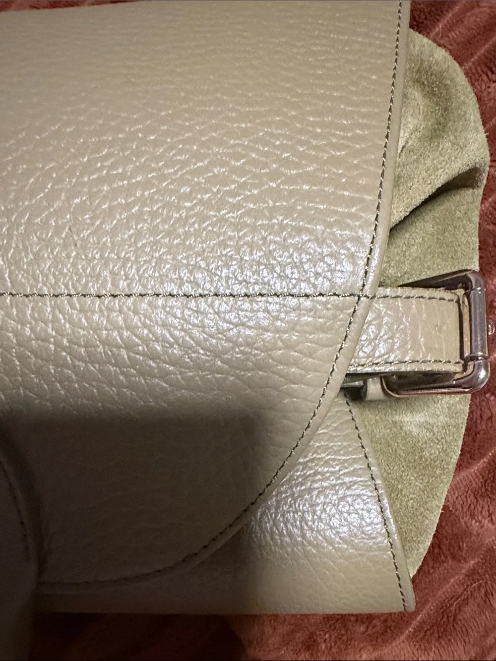 Anna Paola Sage Green Leather Suede Handbag Shoulder Crossbody Purse